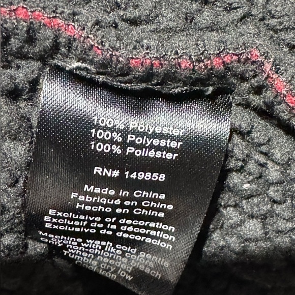 Men’s VOYAGER plaid Fleece Coat Black/red Snap Buttons Size Small - Picture 6 of 8